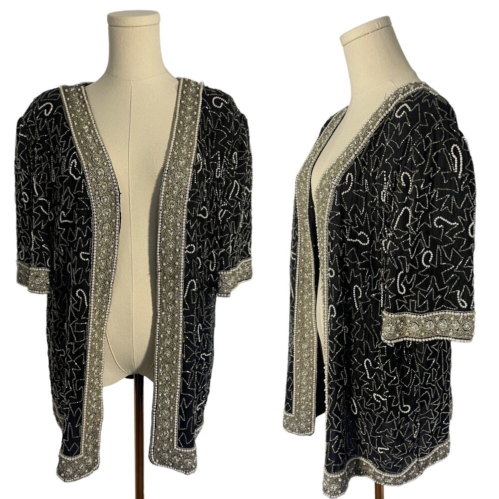 Vintage 1980'S Beaded Sequin Blazer | 100% Silk | Size 1X